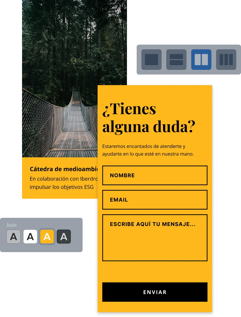 Griddo Embedded Design System — design component in the editor and final result in the browser