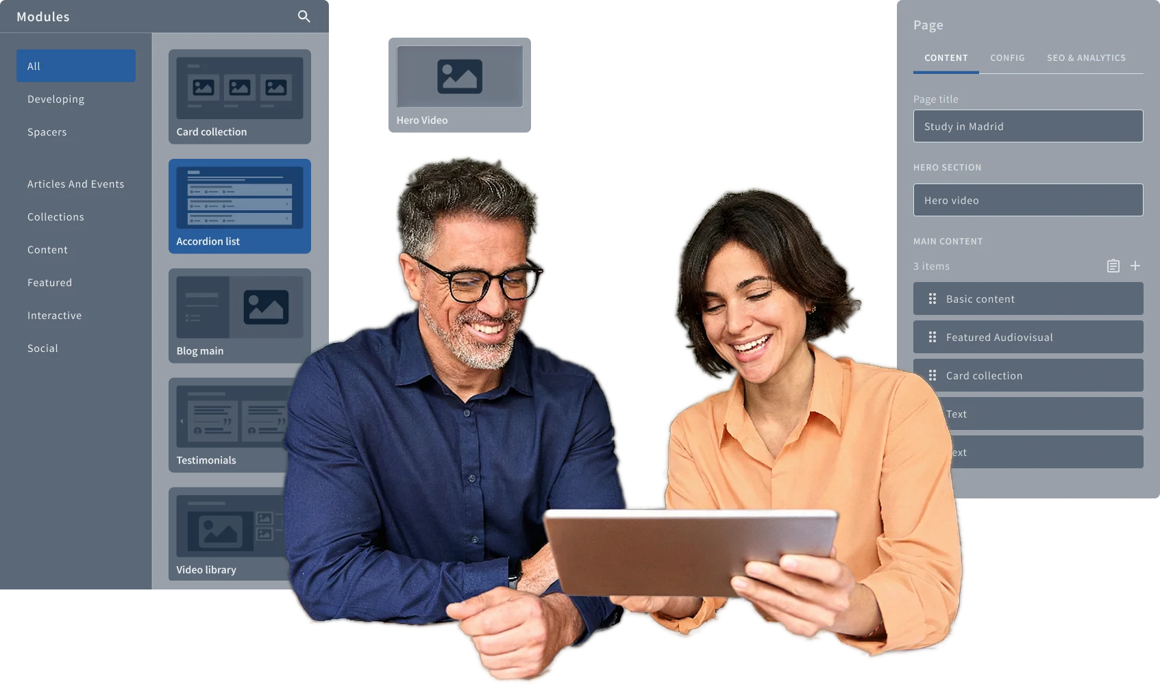 University VP of Marketing and DIRCOM worcraft on a new campaign in Griddo