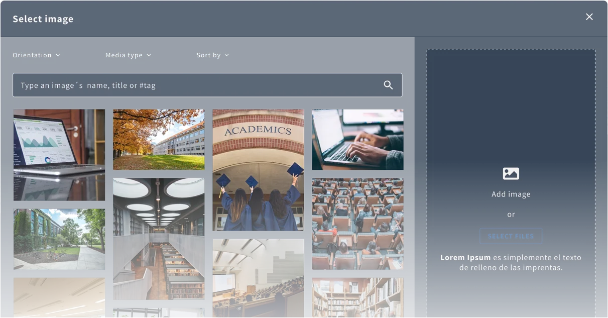Griddo media manager interface