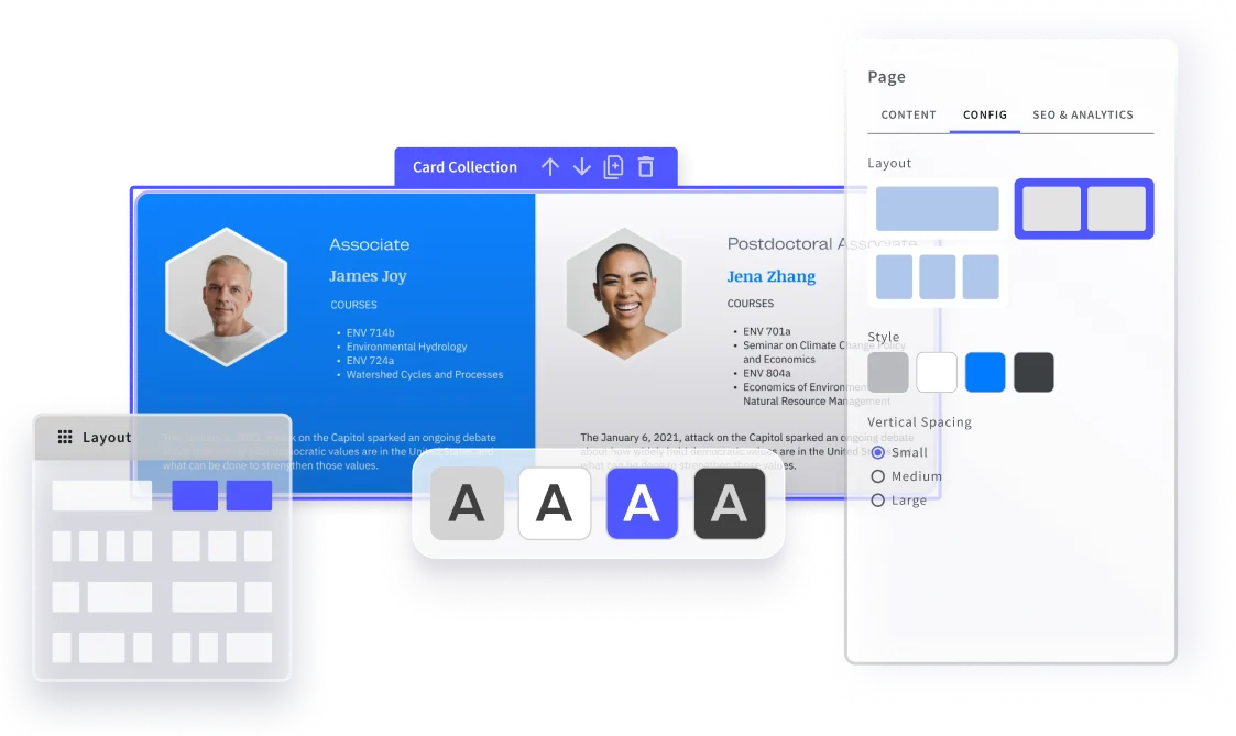 Griddo module configuration panel showing flexible content blocks