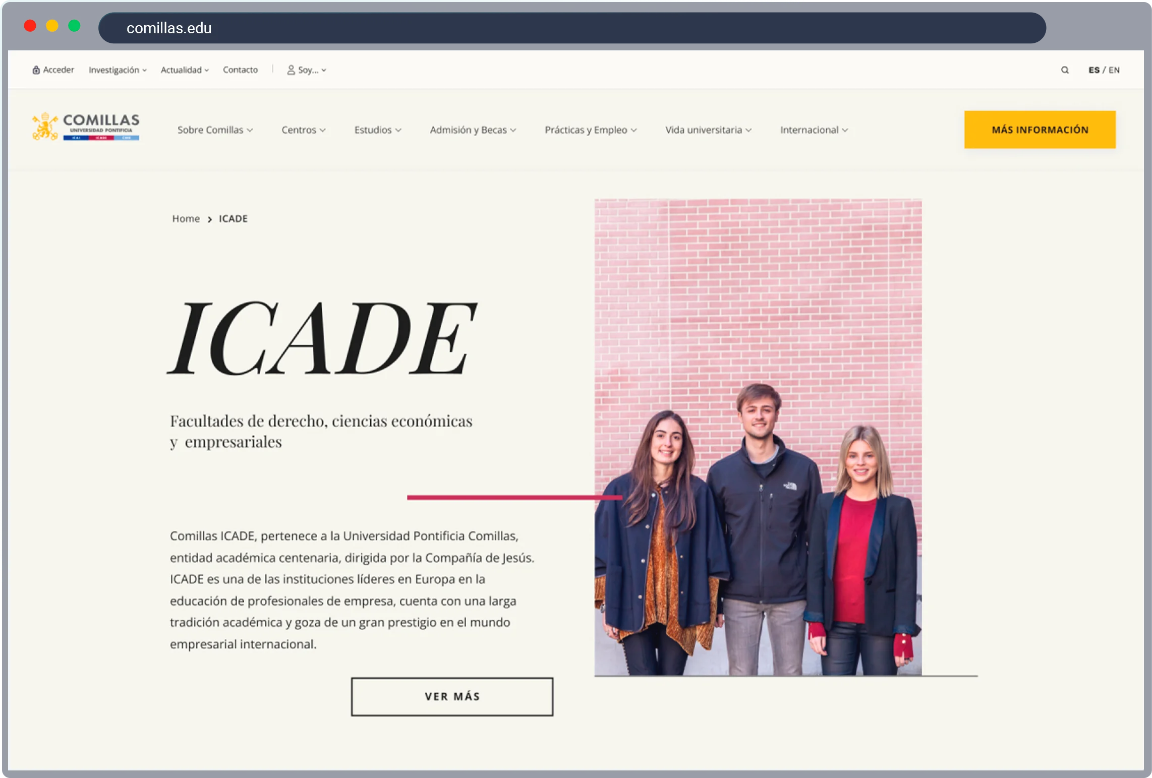 Comillas website screenshot 2