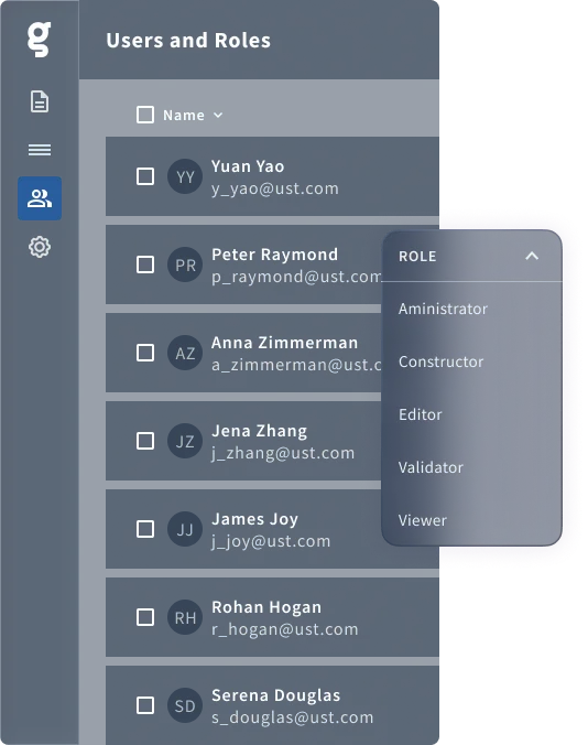 Griddo user management and roles