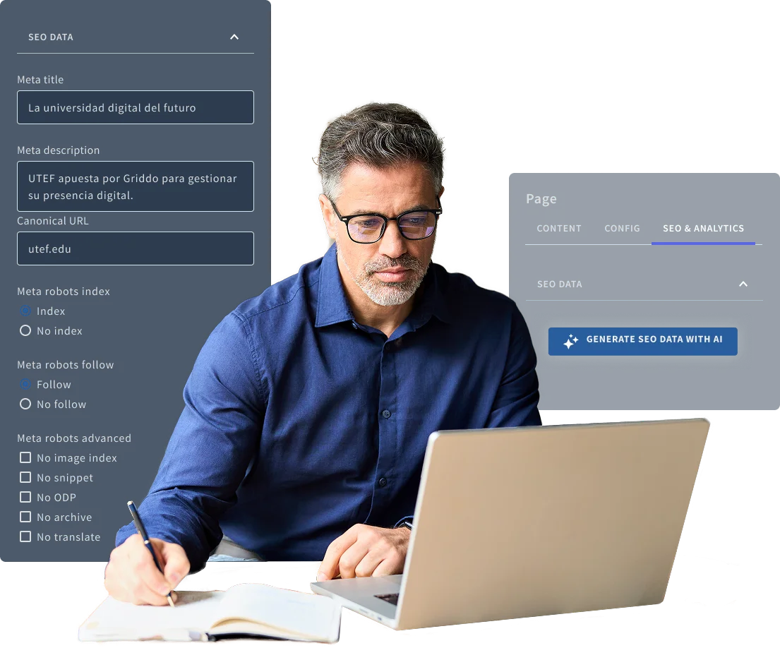 Griddo SEO tools panel