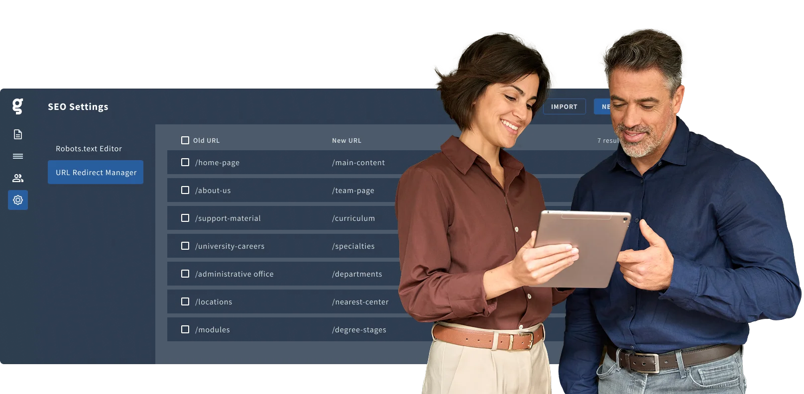 Gestor de redirecciones de Griddo DXP para control SEO total