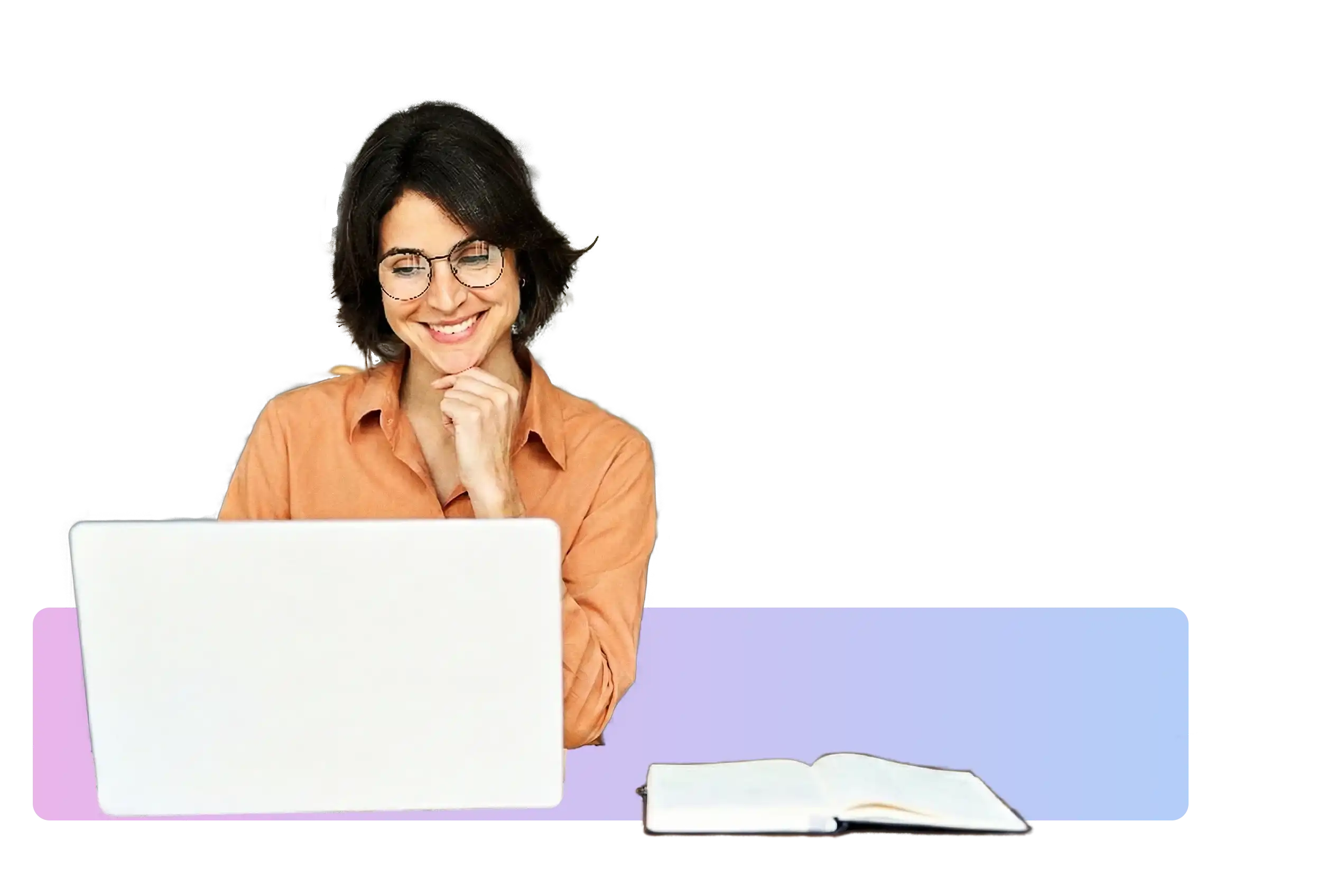 Marketing Manager Working at the laptop with Griddo DXP