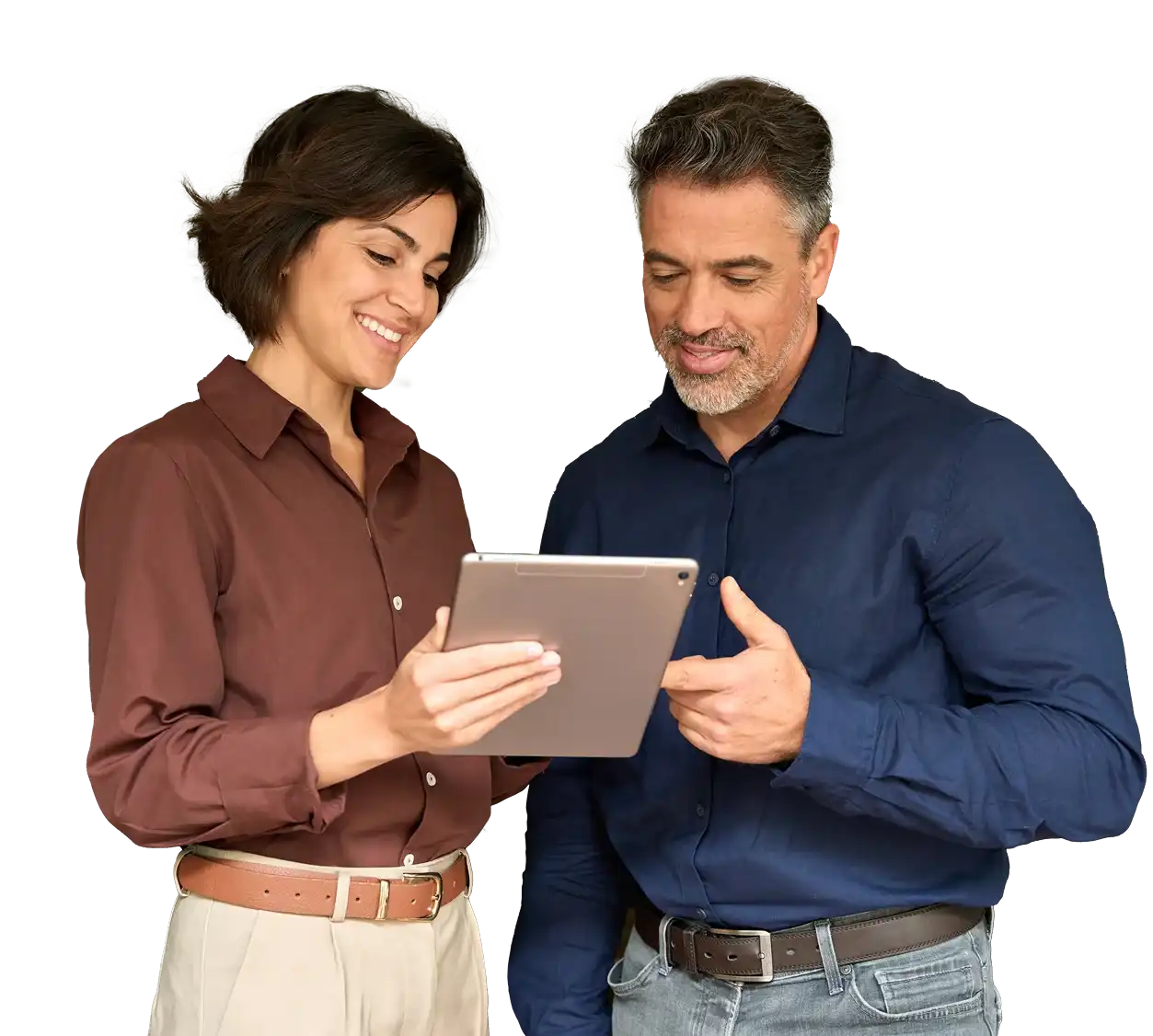 Marketing professional reading on tablet